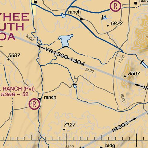 FAA VFR chart of VN Ranch, NV