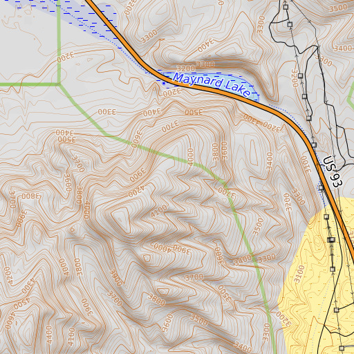 OpenTopoMap map of Evergreen Spring, NV