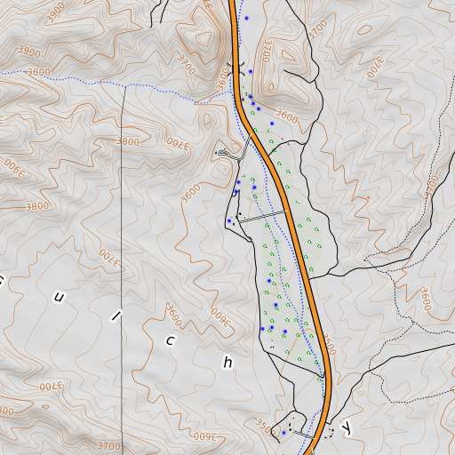 OpenTopoMap map of Trueba Ranch, NV