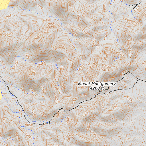 OpenTopoMap map of Johnnie Range, NV