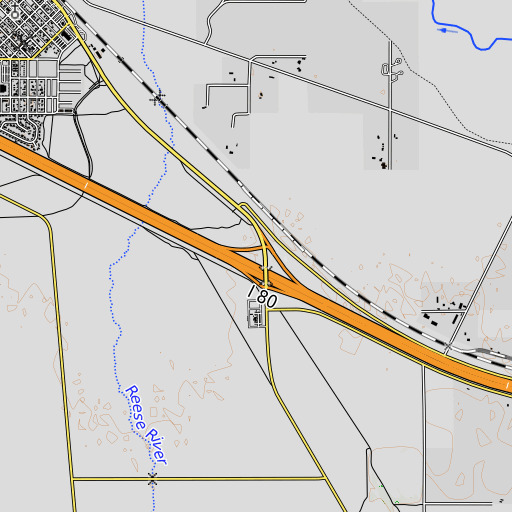 OpenTopoMap map of East Battle Mountain Interchange, NV