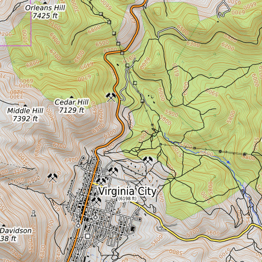 OpenTopoMap map of Evans Mill, NV