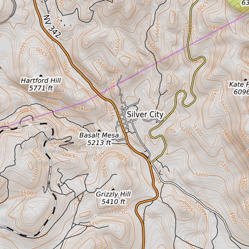 OpenTopoMap map of Donovan Mill, NV