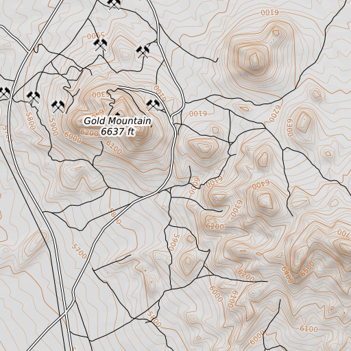 OpenTopoMap map of Horseshoe Divide Mine, NV