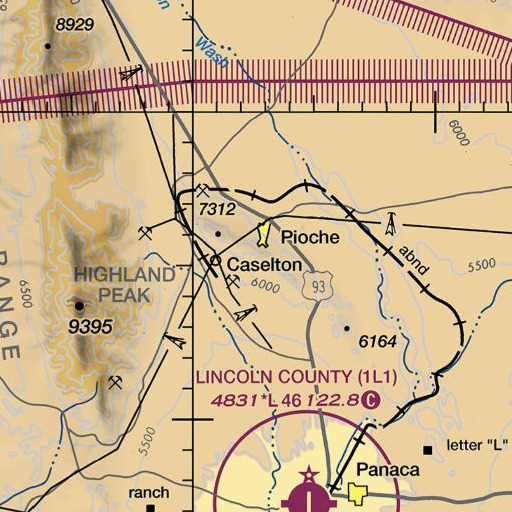 FAA VFR chart of Lightner Shaft, NV