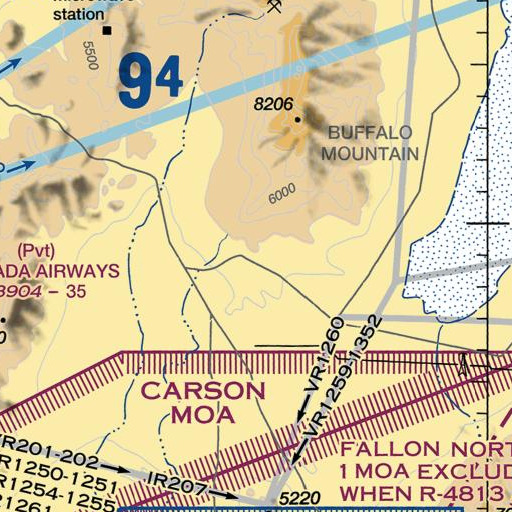 FAA VFR chart of Cervantite Mine, NV