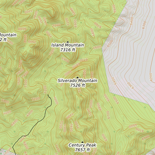 OpenTopoMap map of Silverado Mountain, NV