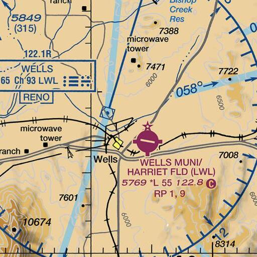 FAA VFR chart of Town Creek Flat, NV