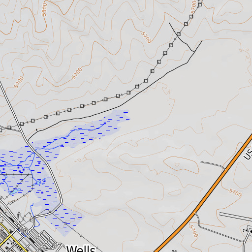 OpenTopoMap map of Town Creek Flat, NV