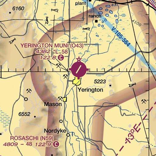 FAA VFR chart of Yerington Elementary school, NV