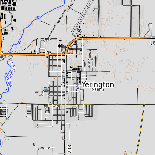 OpenTopoMap map of Yerington Elementary school, NV