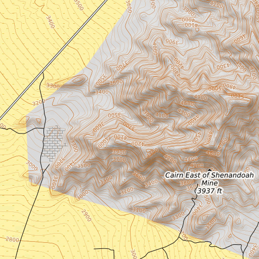 OpenTopoMap map of Ironside Mine, NV