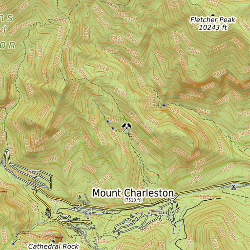 OpenTopoMap map of Griffith Mine, NV