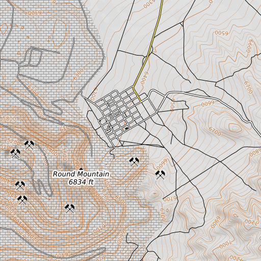 OpenTopoMap map of Round Mountain Elementary School, NV
