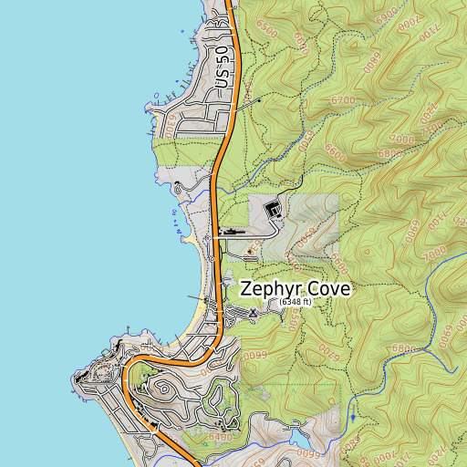 OpenTopoMap map of Zephyr Cove Elementary School, NV