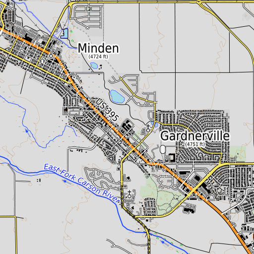 OpenTopoMap map of Carson Valley Middle School, NV