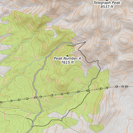 OpenTopoMap map of Columbia Mine, NV