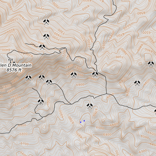 OpenTopoMap map of Copper King Mine, NV