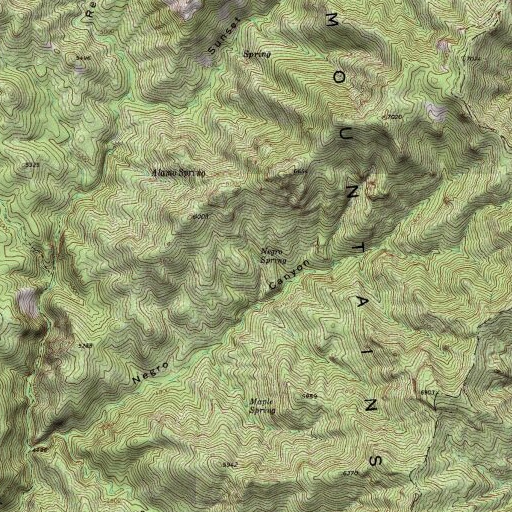 USGS 24K topo map of Negro Spring, AZ