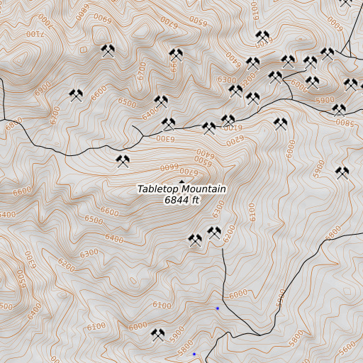 OpenTopoMap map of Tabletop Mountain, NV