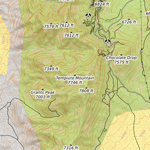 OpenTopoMap map of Tempiute Mountain, NV