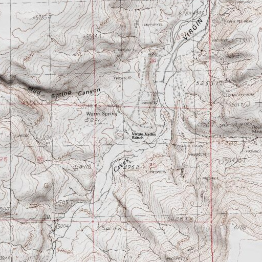 USGS 24K topo map of Virgin Valley Ranch, NV