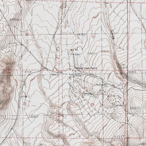 USGS 24K topo map of Wilder Creek Ranch, NV