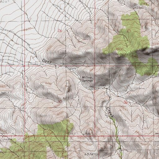 USGS 24K topo map of Willow Springs, NV