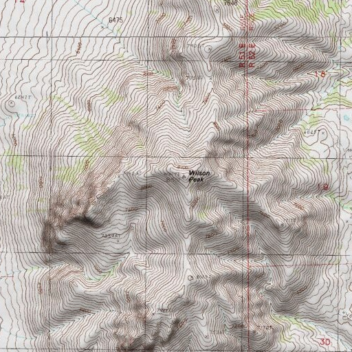 USGS 24K topo map of Wilson Peak, NV
