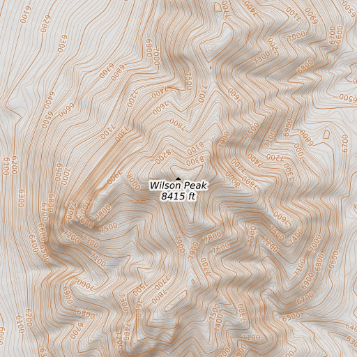 OpenTopoMap map of Wilson Peak, NV