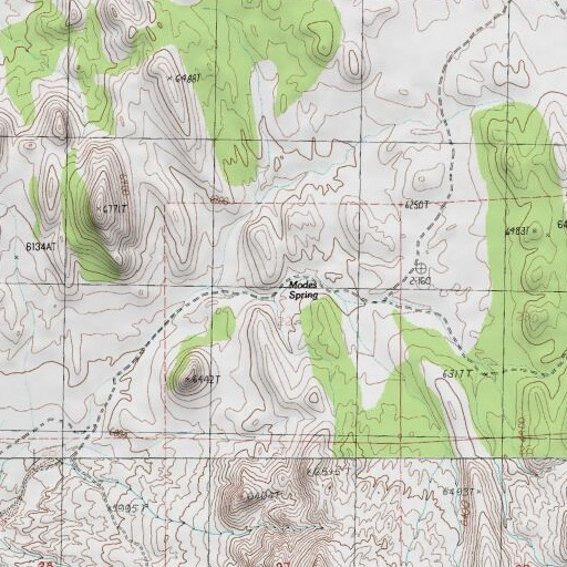 USGS 24K topo map of Modes Spring, NV
