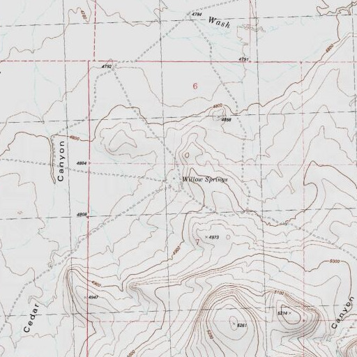 USGS 24K topo map of Willow Springs, NV