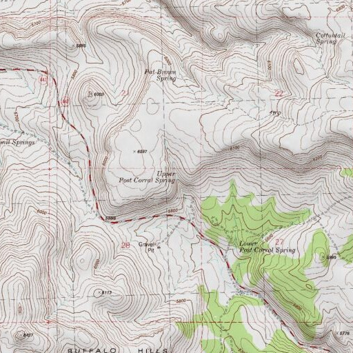 USGS 24K topo map of Upper Post Corral Spring, NV