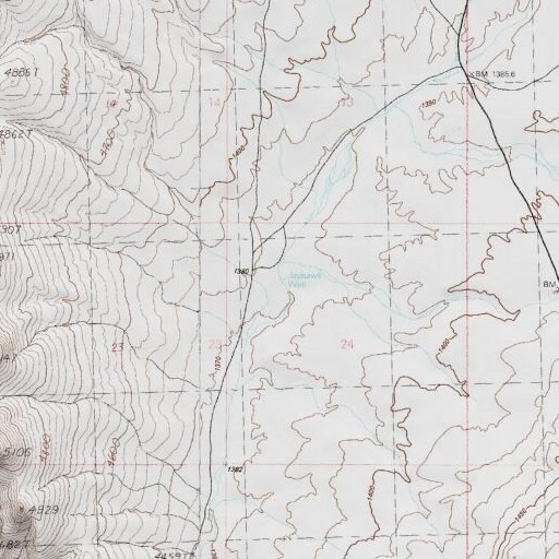 USGS 24K topo map of Jayhawk Well, NV