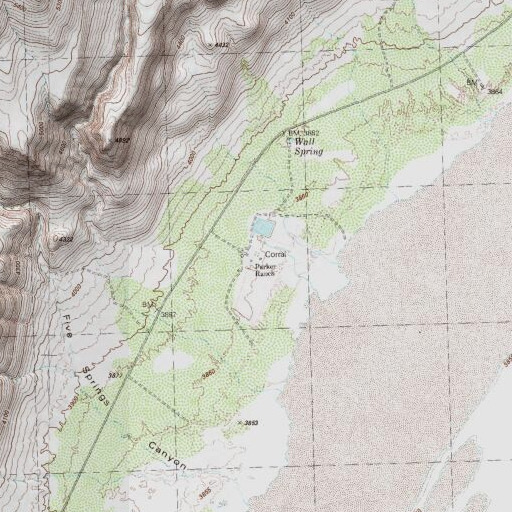 USGS 24K topo map of Parker Ranch, NV