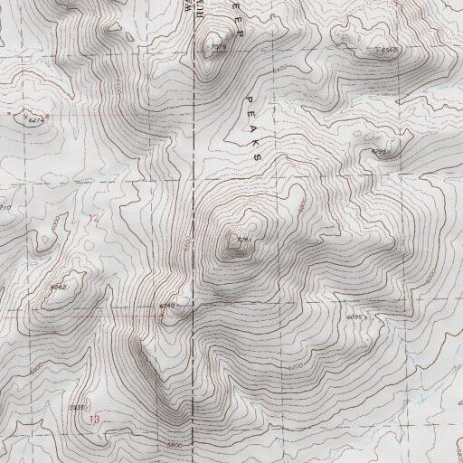 USGS 24K topo map of Division Peak, NV