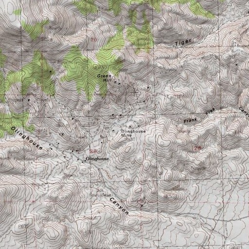 USGS 24K topo map of Olinghouse Mine, NV
