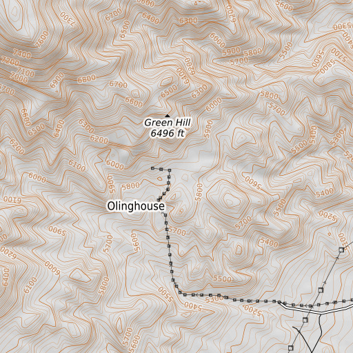 OpenTopoMap map of Olinghouse Mine, NV