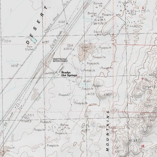 USGS 24K topo map of Bradys Hot Springs, NV