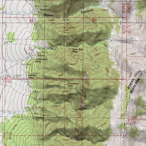 USGS 24K topo map of Diamond Mining District, NV