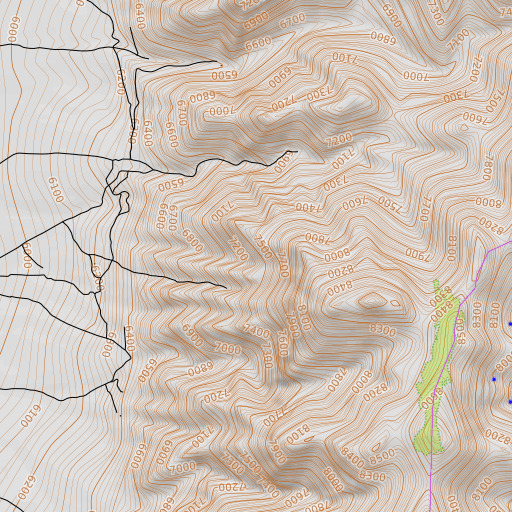 OpenTopoMap map of Diamond Mining District, NV
