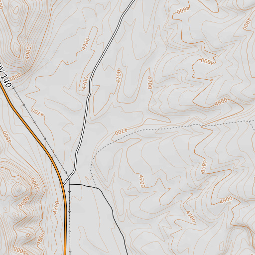 OpenTopoMap map of Tregaskia Ranch, NV