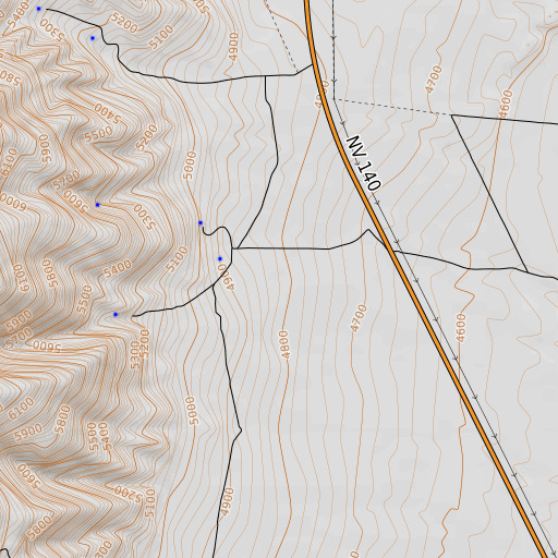 OpenTopoMap map of Rodon Ranch, NV