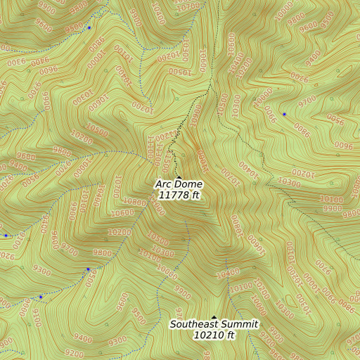 OpenTopoMap map of Arc Dome, NV