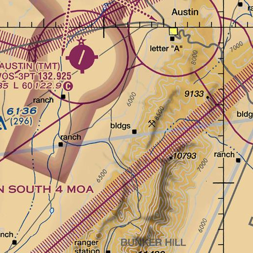 FAA VFR chart of Dry Canyon, NV