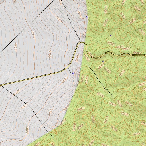 OpenTopoMap map of Green Spring, NV