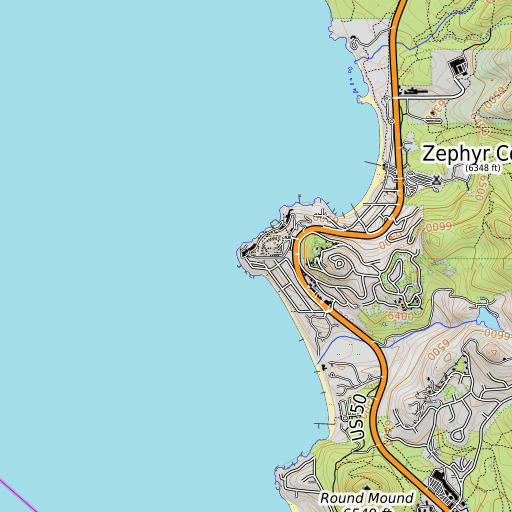 OpenTopoMap map of Zephyr Point, NV