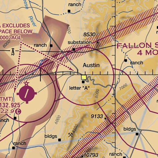 FAA VFR chart of Byers Mine, NV