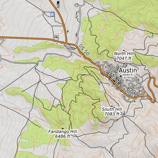 OpenTopoMap map of Byers Mine, NV