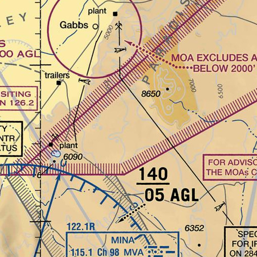 FAA VFR chart of Gold Trace Mine, NV